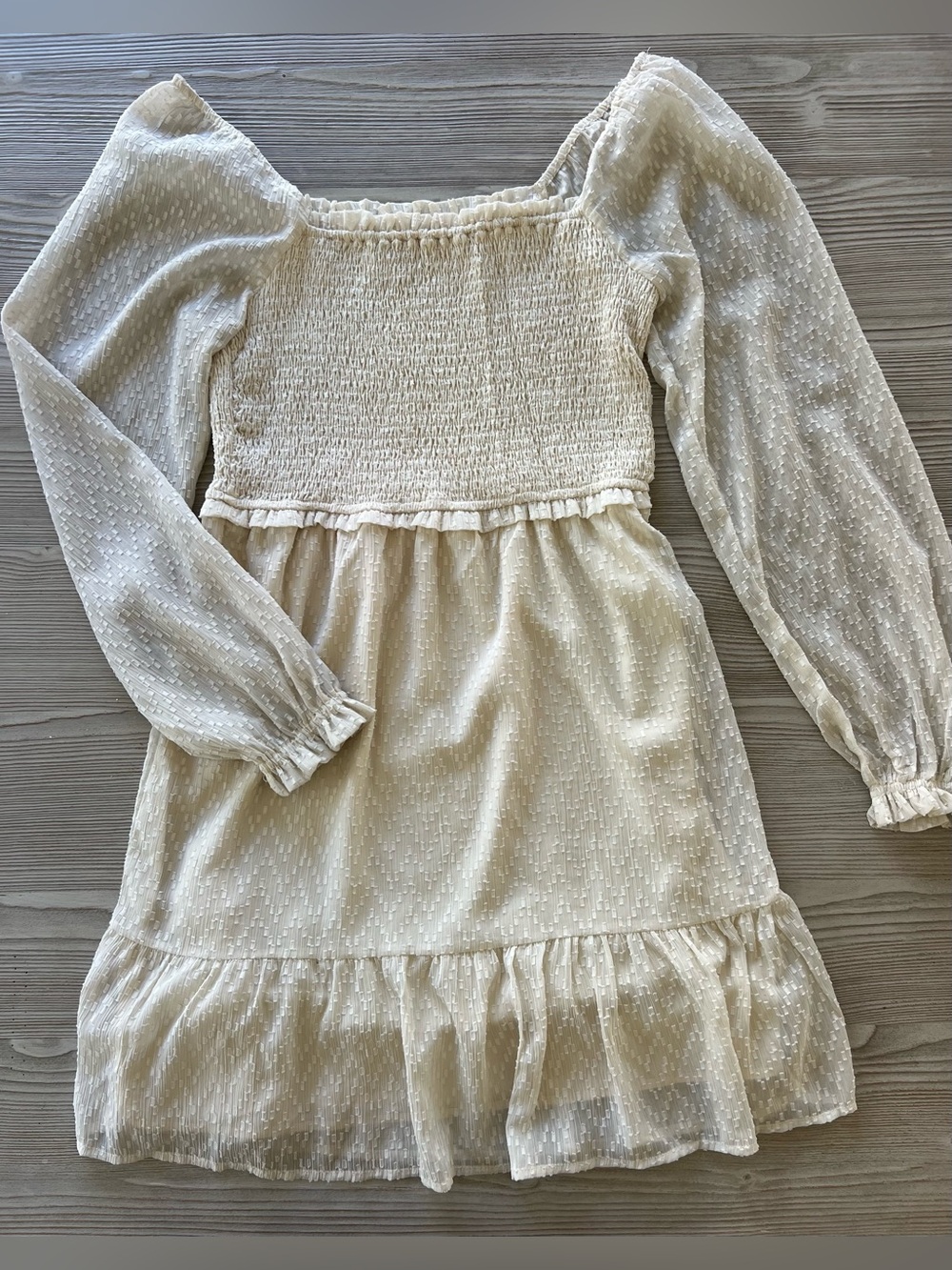 Chelsea28 Cream Swiss Dot Smocked Mini Dress